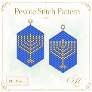 Menorah Earring Pattern Chart - Peyote Stitch - (PDF Download)