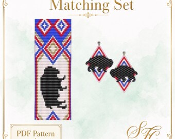 Bison Loom Bracelet & Brick Stitch Earring Patterns (PDF Download)