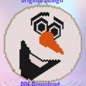 Peyote Stitch Silly Snowman Christmas Beaded Ornament Flat Circular Pattern Chart PDF - Instant Download