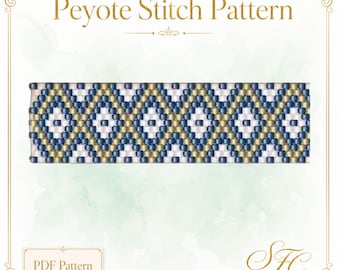 Odd Count 13 Wide Peyote Bracelet Pattern with Word Chart PDF - Instant Download