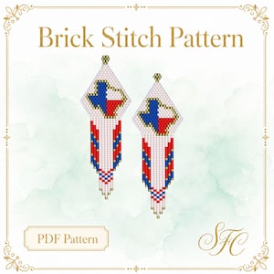 Texas - A Brick Stitch Western Fringed Earring PDF - Instant Download  Seed bead, Bead weaving Pattern + Brick Stitch Basics PDF