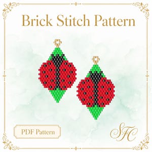 Ladybug Brick Stitch Earring Pattern: Seed Bead Weaving (PDF Download) Pattern + Brick Stitch Basics PDF