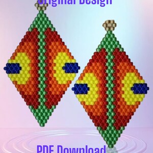 Out of the Crayon Box - Brick Stitch Earring/Pendant Pattern Chart PDF - Instant Download  Seed bead, Bead weaving
