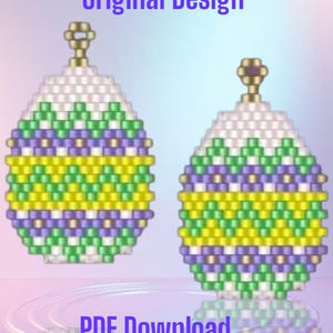 Easter Egg - Brick Stitch Earring Pattern Chart PDF - Instant Download  Seed bead, Bead weaving