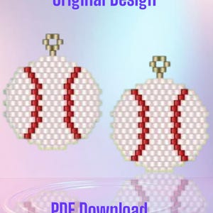 Baseball Brick Stitch Earring PDF - Instant Download  Seed bead, Bead weaving
