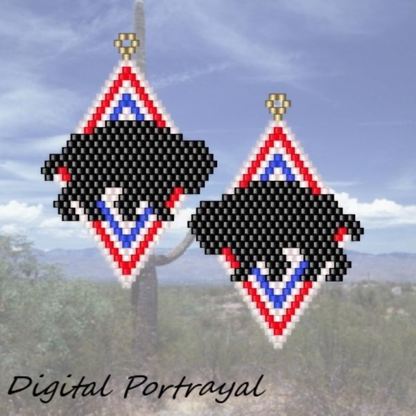 Buffalo / Bison - Western Beaded Brick Stitch Earring Pattern Chart PDF - Instant Download