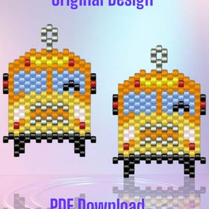 School Bus Beaded Peyote Stitch Earring Pattern PDF  Seed bead, Bead weaving