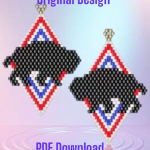 Buffalo / Bison - Western Beaded Brick Stitch Earring Pattern Chart PDF - Instant Download  Seed bead, Bead weaving