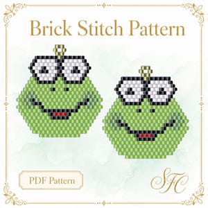 Frog Brick Stitch Earring Pattern: Simon Design (PDF Download) Pattern + Brick Stitch Basics PDF