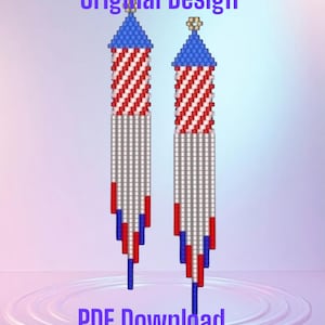 Firecracker Beaded Earring Pattern: Fringe Brick Stitch (PDF Download)