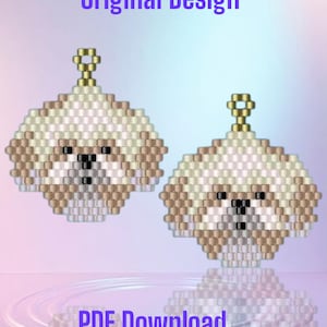 Shih Tzu Dog - Brick Stitch Earring Pattern Chart PDF - Instant Download  Seed bead, Bead weaving