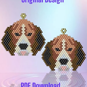 Beagle Dog - Brick Stitch Earring Pattern Chart PDF - Instant Download  Seed bead, Bead weaving