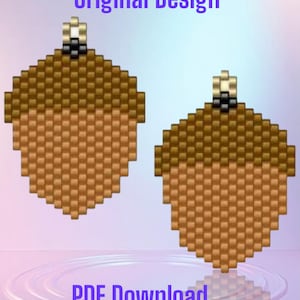 Acorn - Peyote Stitch Earring/Pendant Pattern Chart PDF - Instant Download  Seed bead, Bead weaving