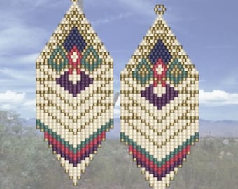 Houston Beaded Fringe Brick Stitch Earring Pattern Chart PDF - Instant Download