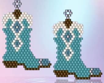 Cowboy Boot Western Brick Stitch Earrings  PDF  Instant Download  Seed bead, Bead weaving