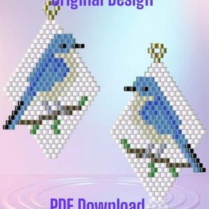 Bluebird - Brick Stitch Earring/Pendant Pattern Chart PDF - Instant Download  Seed bead, Bead weaving