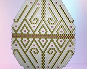 Weiß und Gold Osterei Perlen Ornament Muster Chart PDF - Instant Download