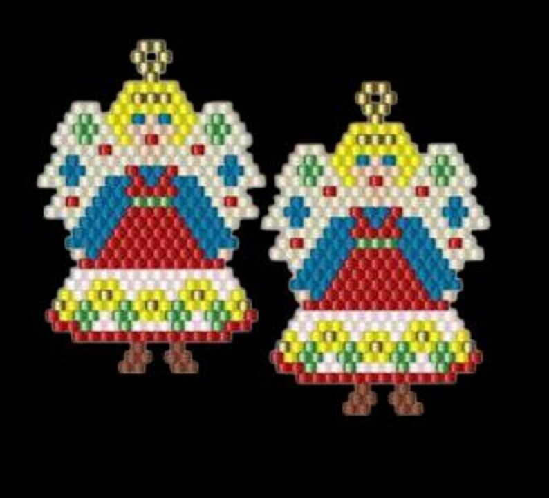 Beaded Angel Earrings Pattern: Folk Art Brick Stitch (PDF Download) image 3
