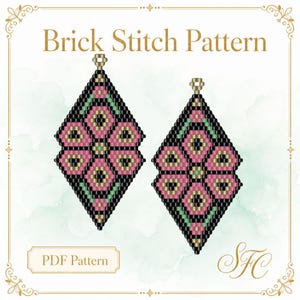 Muster + Brick Stitch Basics PDFBrick Stitch Ohrring Muster: Fancy Nancy Floral Design (PDF Download)