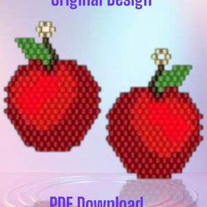 Apples - Brick Stitch Earring/Pendant Pattern Chart PDF - Instant Download  Seed bead, Bead weaving