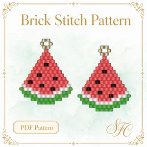Watermelon Slice Beaded Earring Pattern: Brick Stitch PDF (Instant Download) Pattern + Brick Stitch Basics PDF