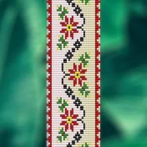 Scarlet - A Bead Loom Seed Bead  Bracelet Pattern Chart PDF - Instant Download