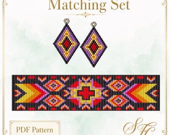 Western Loom Bracelet & Brick Stitch Earring Patterns (PDF Download)