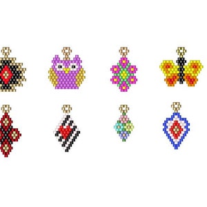 8 Small Brick Stitch Earring/Pendant Pattern Chart PDF Instant Download GRAPH ONLY No Word Chart image 5