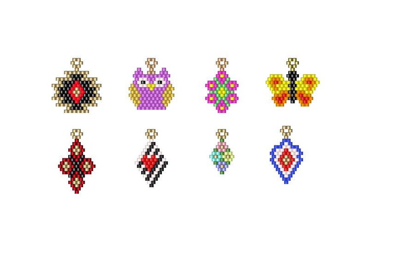 8 Small Brick Stitch Earring/Pendant Pattern Chart PDF Instant Download GRAPH ONLY No Word Chart image 5