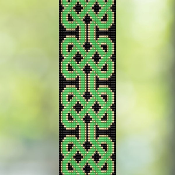 Celtic Knot Bead Loom Wide Cuff Bangle Seed Bead  Bracelet Pattern Chart PDF - Instant Download