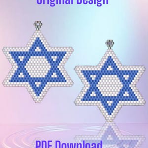 Star of David - Brick Stitch Earring Pattern Chart PDF - Instant Download  Seed bead, Bead weaving