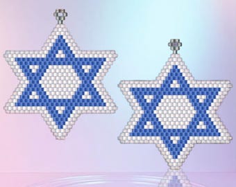 Star of David Beaded Earring Pattern: Brick Stitch Chart (PDF Download)