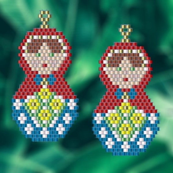 Little Russian Babushka Doll - Brick Stitch Earring/Pendentif Pattern Chart PDF - Téléchargement immédiat