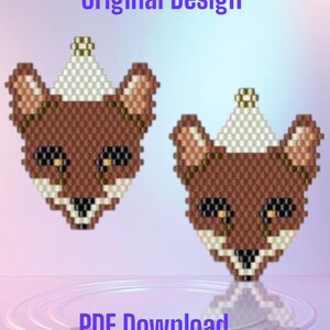 Fox - Brick Stitch Earring/Pendant Pattern Chart PDF - Instant Download  Seed bead, Bead weaving