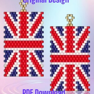 Union Jack Earrings Pattern: British Flag Brick Stitch (PDF Download)