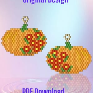 Floral Pumpkin Seed Bead Brick Stitch Earring Pattern Chart PDF - Instant Download  Seed bead, Bead weaving