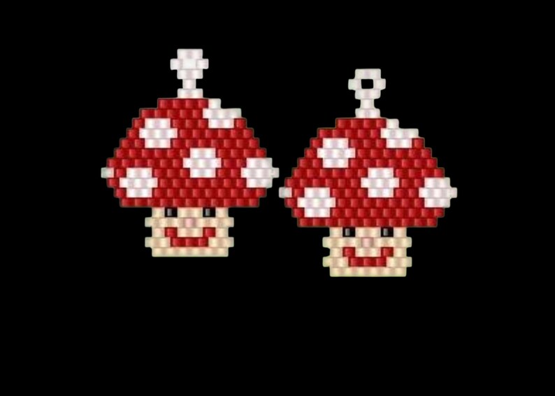 Patrón de pendientes de setas con punto ladrillo – PDF de tejido de cuentas (descarga instantánea) Patrón + PDF con conceptos básicos del punto ladrillo imagen 4