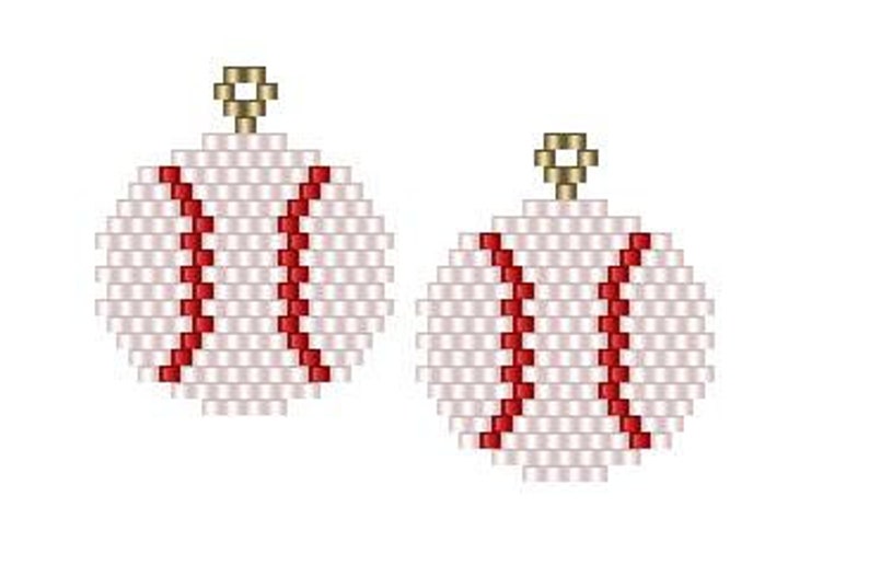 Baseball Brick Stitch Earring PDF Instant Download image 2
