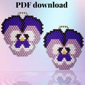 Pansy 2- Brick Stitch Earring Pattern Chart PDF - Instant Download  Seed bead, Bead weaving
