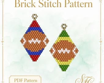 サッカーファン向けブリックステッチイヤリングと基本手順PDF - シードビーズ、ビーズ織りパターン＋ブリックステッチの基本PDFを即時ダウンロード