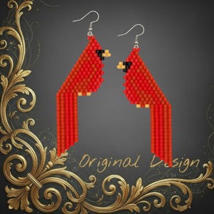 Cardinal Seed Bead Earring Pattern: DIY  (PDF Download)