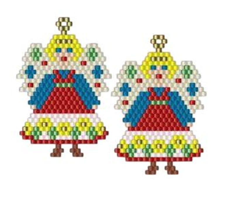 Beaded Angel Earrings Pattern: Folk Art Brick Stitch (PDF Download) image 4