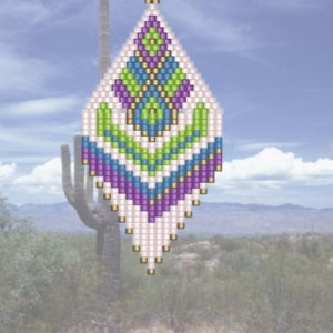 Tucson Beaded Dangle Brick Stitch Earring Pattern Chart PDF - Instant Download
