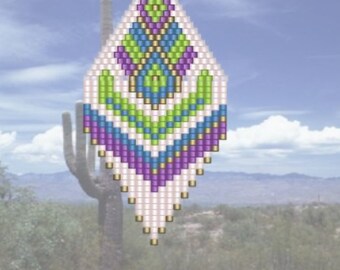 Tucson Beaded Dangle Brick Stitch Earring Pattern Chart PDF - Instant Download