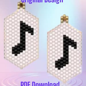 Music Notes -  Peyote Stitch Earring Pattern Chart PDF  Seed bead, Bead weaving