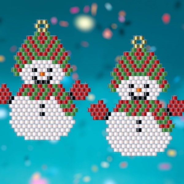 Happy Little Snowman - Brick Stitch Earring/Pendant Pattern Chart PDF - Instant Download - Small Size