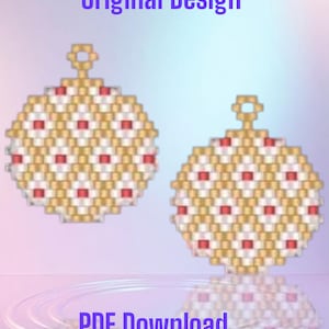 Elegant Style Christmas Ornament Earrings - Brick Stitch Earring Pattern Chart PDF - Instant Download  Seed bead, Bead weaving