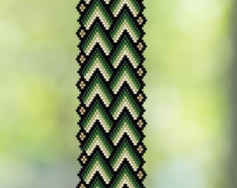 Peaks and Valleys  Brick Stitch Seed Bead  Bracelet Pattern Chart PDF - Instant Download