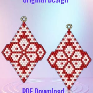 Ruby - pdf-patroon met steensteekoorbel/hangerpatroon - directe download Rocaille, kralen weven