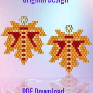 Herbst Maple Leaf Brick Stitch Ohrring Pattern Chart PDF - Instant Download
